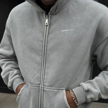 Basics Washed Zip Up Hoodie