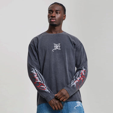 Flying Twin Dragon Graphic Long Sleeved Relaxed T-Shirt