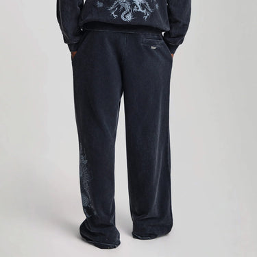 Gothic Flaming Dragon Acid Wash Relaxed Joggers