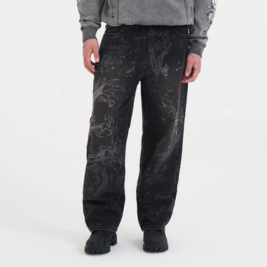 Gothic Overprint Denim Jeans