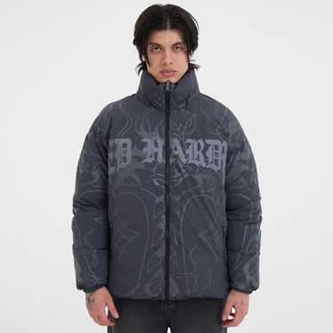 Flaming Rose Reversible Puffer Jacket
