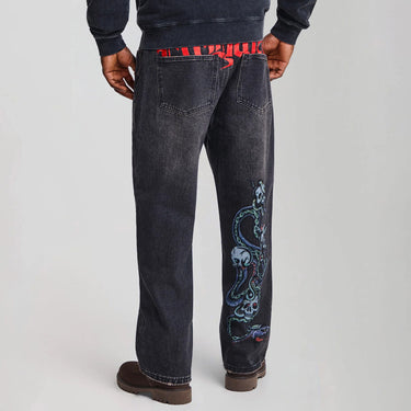Serpent Skull Graphic Relaxed Jeans