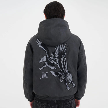 Soaring Eagles Hooded Faux Leather Jacket
